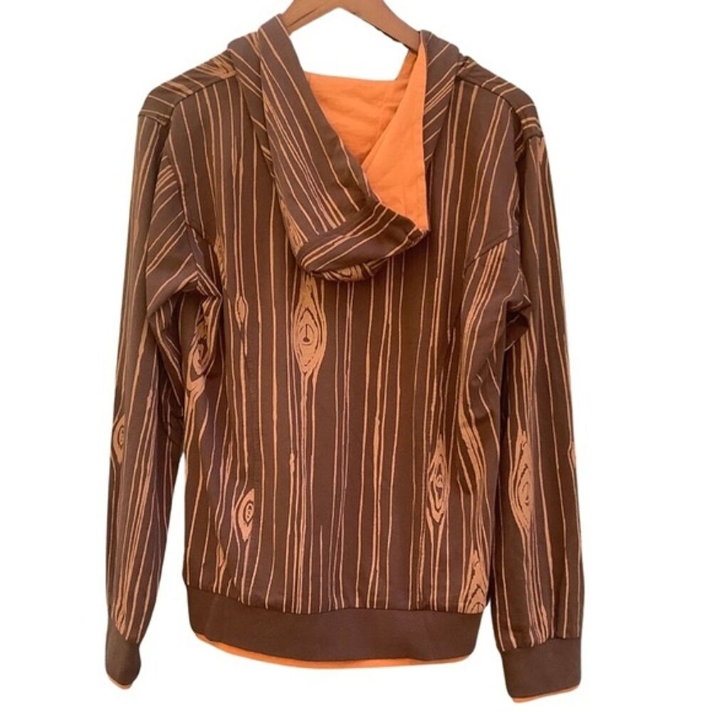Nixon Woodgrain Print Zip Hoodie Brown Streetwear Lightweight Jacket, Large NWT - Picture 4 of 4